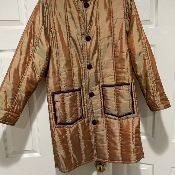 VNTG Reversible Quilted‎ yellow Burgundy Unisex  USA Lightweight Jacket Coat M - Picture 4 of 16